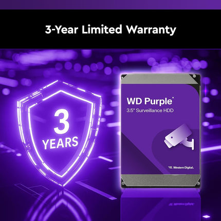 WD Purple 2TB Surveillance 3.5" Internal Hard Drive, AllFrame Technology, 180BT/yr, 64MB Cache, 3 Year Warranty