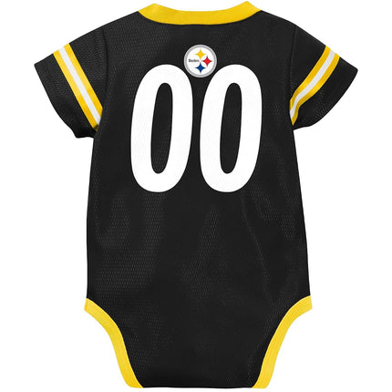 NFL Pittsburgh Steelers Team Jersey Bodysuit, black/gold/white Pittsburgh Steelers, 6-12 Months (138781160STE612-001)