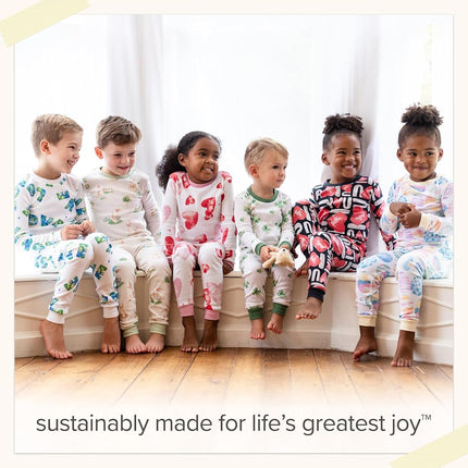 Burt's Bees 2-Piece Pajama Set, T-Shirt and Trousers, 100% Organic Cotton, Baby and Toddler Pajama Pants, Azul (Blue Rugby Stripe), 8 Years