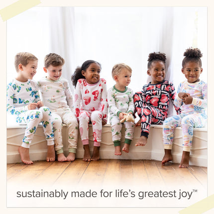 Burt's Bees 2-Piece Pajama Set, T-Shirt and Trousers, 100% Organic Cotton, Baby and Toddler Pajama Pants, Azul (Blue Rugby Stripe), 8 Years
