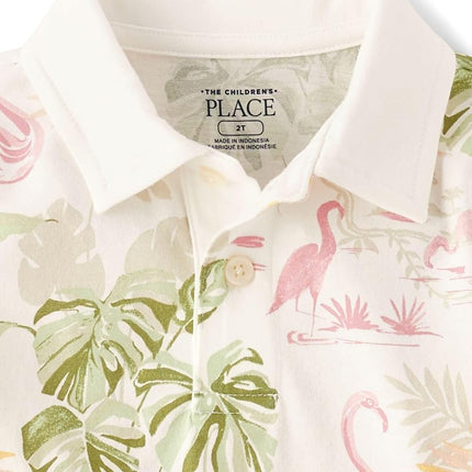 Polo de piqué de manga corta a la moda para bebés de The Children's Place, color Tropical, de 6 a 9 meses