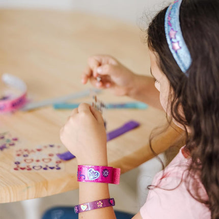 Melissa & Doug Design-Your-Own Jewelry-Making Kits - Bangles, Headbands, and BraceletsDIY Jewelry, Decorate with Stickers, Bracelet and Headband Crafting Set for Kids Ages 4+