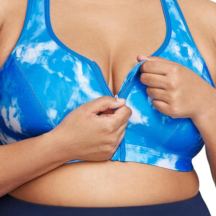 Glamorise Zip Up Front-Closure Sports Wirefree Bra 9266 (Women's & Women's Plus)