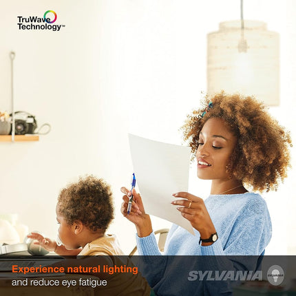 SYLVANIA General Lighting 40818, Blanco Suave Serie de luz natural LED A19 de SYLVANIA, equivalente a 75 W, eficiente 11 W, regulable, acabado esmerilado, temperatura de color de 2700 K, paquete de 6 unidades