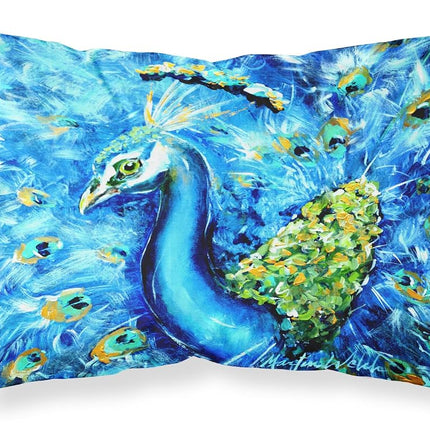 Caroline's Treasures MW1166PILLOWCASE Paon Droit Vers Le Haut En Bleu Tissu Anti-humidité Taie d'oreiller Standard, Grande, Multicolore