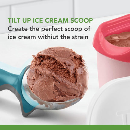 Tovolo Tilt Up Ice Cream Scoop – Use for Cookie Dough, Gelato, Sorbet & Frozen Treats, Built-in Feet, Non-Slip Ergonomic Handle, Heat Retaining Metal for Easy Scooping, Dishwasher Safe, Marine Blue