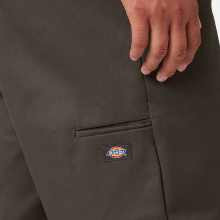 Pantalones de trabajo Dickies Loose Fit Double Knee para hombre - Pantalones utilitarios de sarga duraderos para construcción, almacén, uso industrial, Marrón Oscuro, 46W x 30L