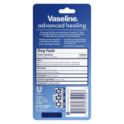 Vaseline Lip Therapy Lip Balm Tube For healthier looking lips Advanced Healing Moisturizer For Dry Lips 0.35 oz