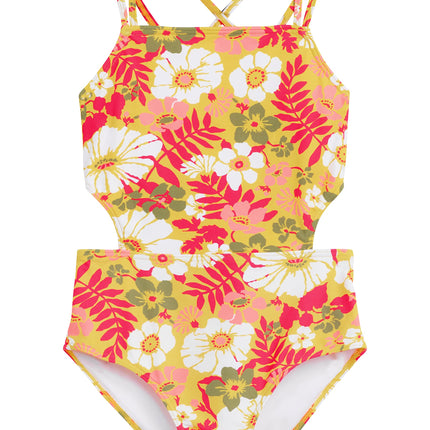 Kanu Surf Girls' Beach Sport Cut-Out One Piece Swi