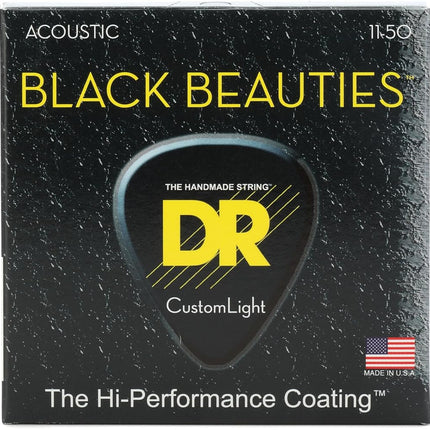 DR Strings Black Beauties Acoustic Custom Lite