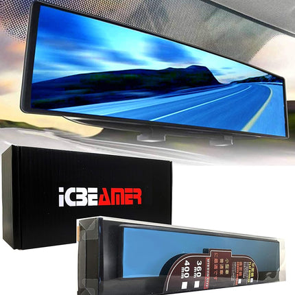 ICBEAMER 14.2" Car Rear View Mirror, HD Blue Tint,