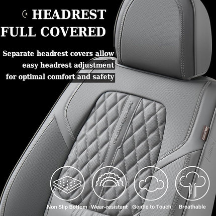 Coverado Seat Covers, Car Front Seat Covers with Backrest, Nappa Leather Car Seat Protectors,Waterproof &Breathable,Anti-Slip Automotive Seat Cushion, Universal Fit for Most Vehicles,2Pcs Gray