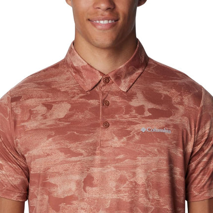 Columbia Men's Tech Trail Novelty Polo Hiking Shirt, Auburn Beachwood, Medium