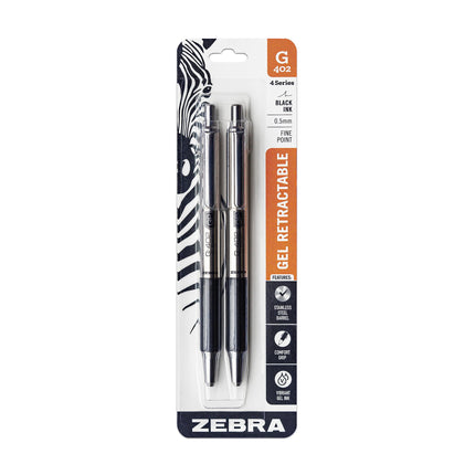 Zebra Pen G-402 Stainless Steel Retractable Gel Pe