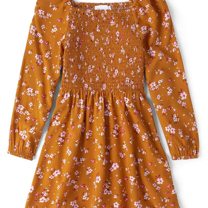 The Children's Place Girls' Short Sleeve Fashion Dress, Honey Comb, XX-Large