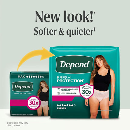 Depend FIT-FLEX Incontinence Underwear for Women, Maximum Absorbency, XL, Tan (Packaging may vary)