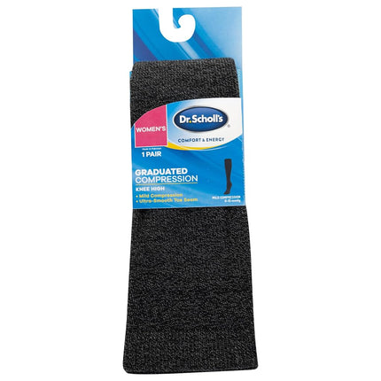 Dr. Scholl's Women's Travel Knee High Socks with Graduated Compression Casual, Charcoal Heather, One Size