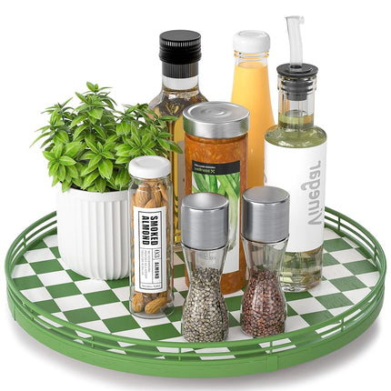 Premium Rubber Wood Lazy Susan Turntable, Green Wh