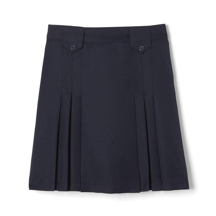 French Toast Girls' Above The Knee Front Pleated Skirt with Tabs, Navy, 7