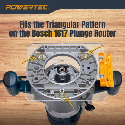 POWERTEC 72017 Router Guide Rail Adapter for Bosch 1617 Plunge Router - Compatible with Powertec, Makita, Festool, Milwaukee, Kreg ACS, Wen, Triton, and Ridgid Track Saw Guide Rails