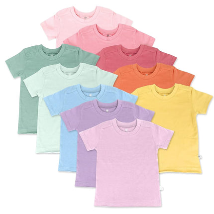 HonestBaby Multipack Short Sleeve T-Shirt Tee 100% Organic Cotton Infant Baby, Toddler, Little Kids Boys, Girls, Unisex, Rainbow Gems Pinks, 24 Months