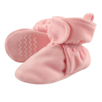 Hudson Baby Chaussons Bébé en Velours Doux avec Semelle Antidérapante, Rose Clair, 0-6 Mois