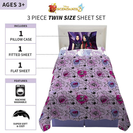 Juego de sábanas supersuaves Franco Kids, individual, Disney Descendants 3