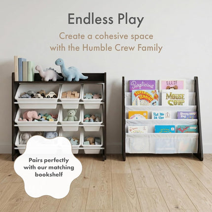 Humble Crew Toy Organizer with Shelf and 9 Storage Bins, Espresso/White