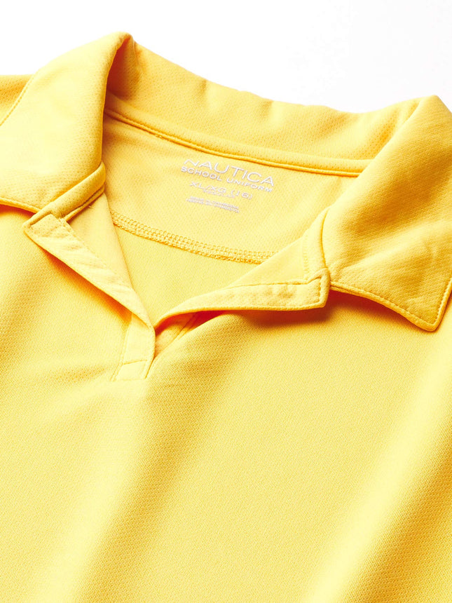 Nautica Girls' Short Sleeve Performance Polo, Gold, 16