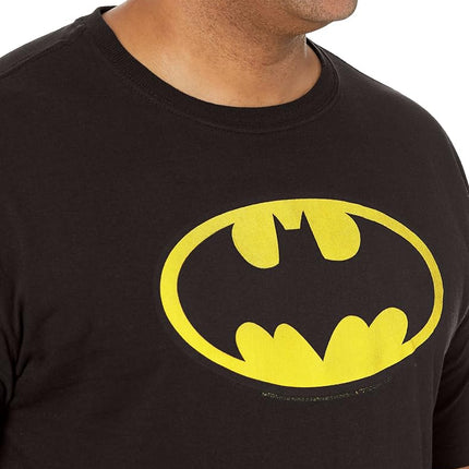 DC Comics Men's Batman Basic Logo Black T-Shirt, Black, XXL