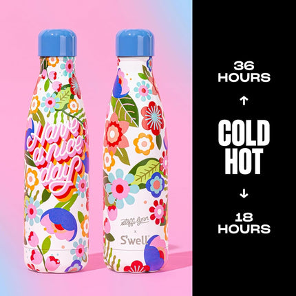 Botella de agua de acero inoxidable S'well, Steffi Lynn x S'well, recipientes con triple capa de aislamiento al vacío que mantienen las bebidas frías durante 36 horas y calientes durante 18, sin BPA, perfecta para llevar, 17 onzas