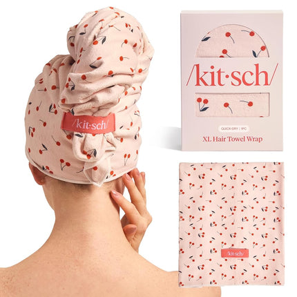 Kitsch XL Plush Microfiber Hair Towel Wrap for Wom
