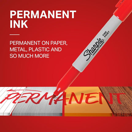Sharpie Fine Point Permanent Marker, Red, 36ct