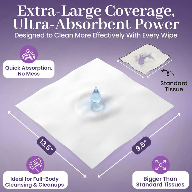 ProHeal Disposable Dry Wipes, 100 Pack – Ultra Soft Non-Moistened Cleansing Cloths for Adults, Incontinence, Baby Care, Makeup Removal – 9.5" x 13.5" - Hospital Grade, Durable