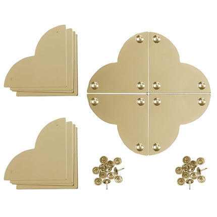 Dritz Home 44793-35 Campaign Hardware Large Smooth Quatrefoil Corner, Brass (3-Pack)