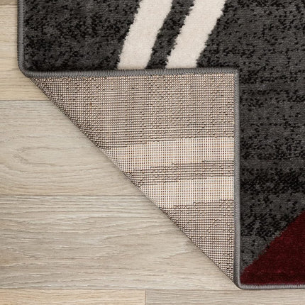 Tapis de couloir ou de salle de bain Rugshop motif cercles ondulés modernes, ne peluche pas, rouge, 80 cm x 183 cm