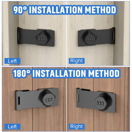MeBantoo Household Cabinet Password Hasp Locks, Cabinet Locks with Combination, Door Security Slide Latch for Small Barn Doors, Bathroom, Outdoor, Garden (4 Pack Black)