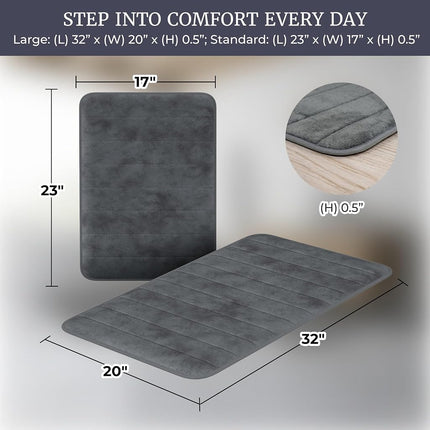 Bedford Home 2 Piece Memory Foam Striped Bath Mat Set Platinum