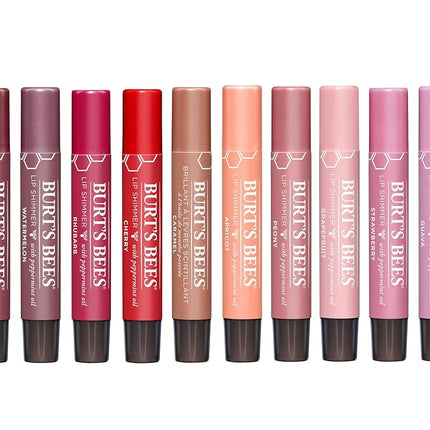 Burt's Bees Peony Lip Shimmer, 100% Natural Origin, Peppermint Oil