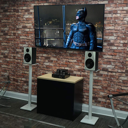 Rockville Pair RS37W V2 Soportes de acero para altavoces de estantería/Monitores de estudio de 37", capacidad de 60 lbs, gestión de cables, almohadillas antivibración, patas ajustables, para audio doméstico y monitorización de estudio
