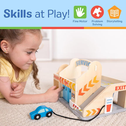 Melissa & Doug Service Station Parking Garage, 6 Pieces (E-Commerce Packaging, Great Gift for Girls and Boys - Best for 3, 4, 5, and 6 Year Olds)