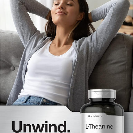 L Theanine 200mg | 400 Capsules | Value Size | Non-GMO, Gluten Free Supplement | by Horbaach