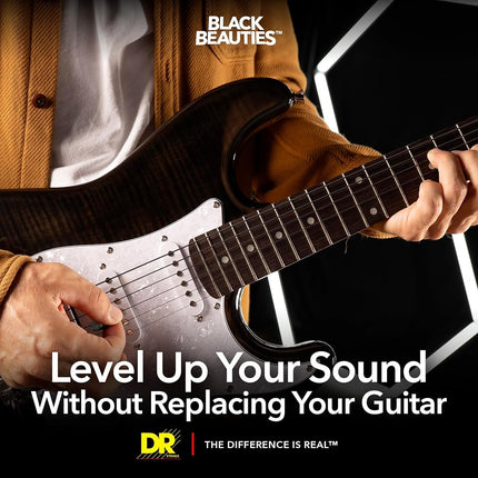 DR BKE7-9 Strings BLACK BEAUTIES™ - BLACK Coloured Electric Guitar Strings: 7-String Light 9-52