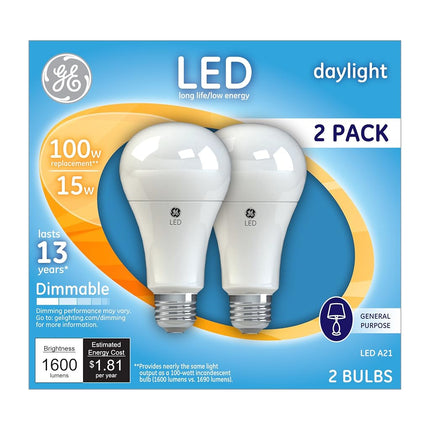 G E Lighting 66133 GE 2PK 15W Day A21 Bulb - Quantity 1