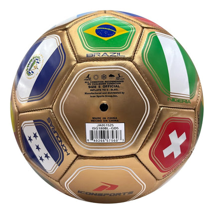 Icon Sports Officially Licensed World Soccer Ball - ISG180BLT Gold Size 5