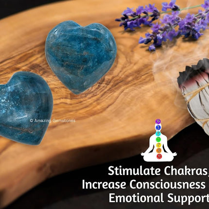 Amazing Gemstone Green Apatite Crystal Heart Palm Stone - Pocket Massage Worry Stone for Natural Body Chakra Balancing, Reiki Healing and Crystal Grid