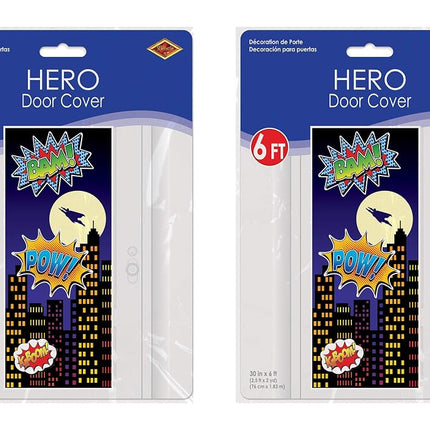 Beistle Hero Door Covers 2 Piece, 30" x 6', Multicolor