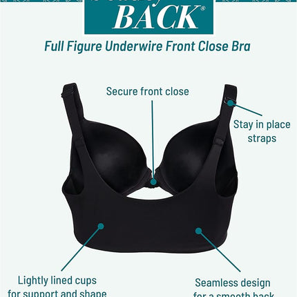Sujetador con aros Vanity Fair Women's Beauty Back de copa completa, cierre delantero, blanco, 36DD