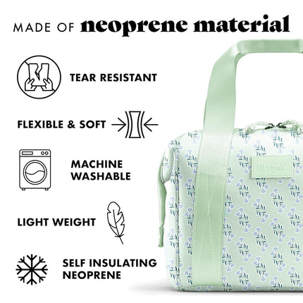 Fit & Fresh Neoprene Lunch Bag For Women, Insulated Womens Lunch Bag For Work, Tear & Stain Resistant Large Lunch Box For Women With Containers and Ice, Machine Washable Remi Bag, Sage Flower