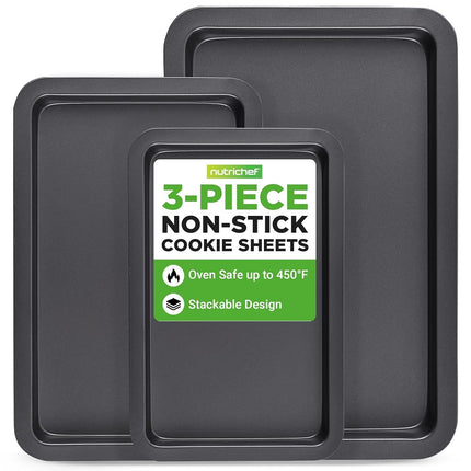 NutriChef 3-Piece Nonstick Cookie Sheet Baking Pan